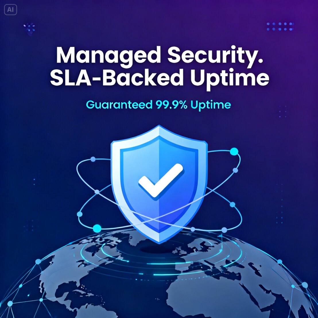Secure hosting with shield icon over servers
